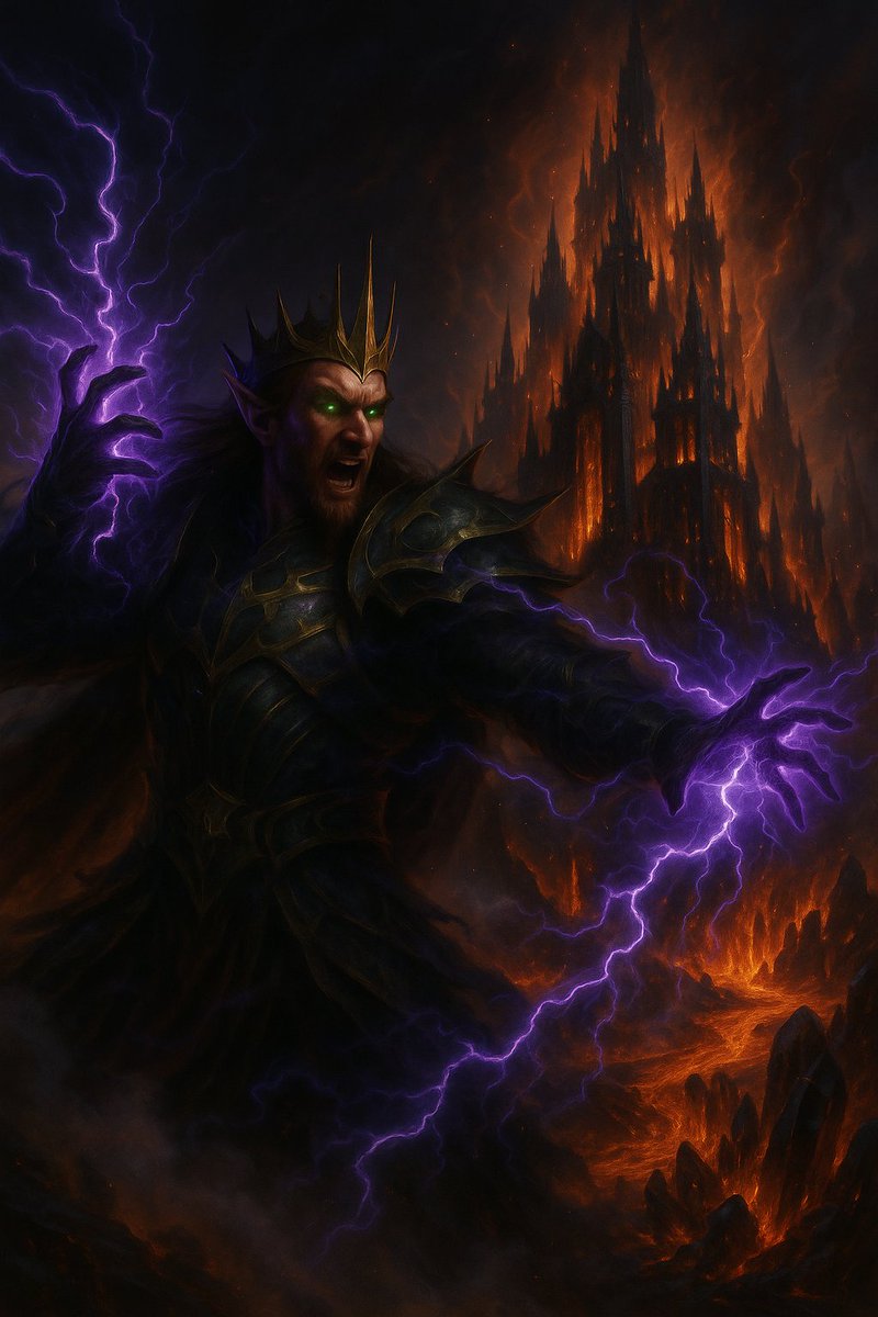 PixelSpellbook's tweet photo. Wilaris stood alone at the edge of the molten cliffs, eyes glowing, hands crackling with shadow.
The enemy would not make it past this night.
#Wilaris #ShadowPriest #DarkMagic #FantasyArt #AIArt #BloodElfPower #PurpleLightning #ShadowAura #EpicFantasy #PixelSpellbook #AIDrivenArt #MagicUnleashed #ElvenSorcery #CinematicFantasy