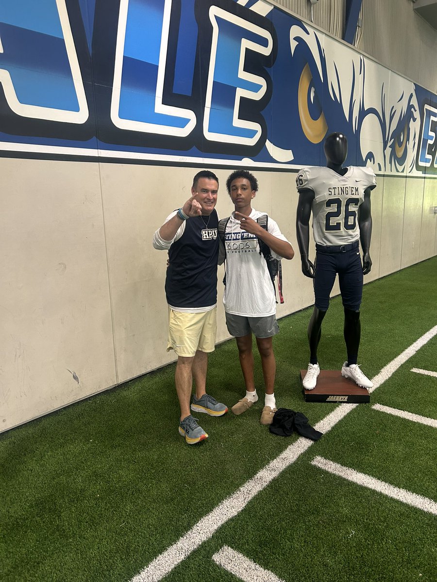 Jadyn380's tweet image. #AGTG after a great camp visit and conversation with @CoachDouglasIII I’m blessed to receive my first offer from HPU #HPUFootball @HPUFootball #StingEm
