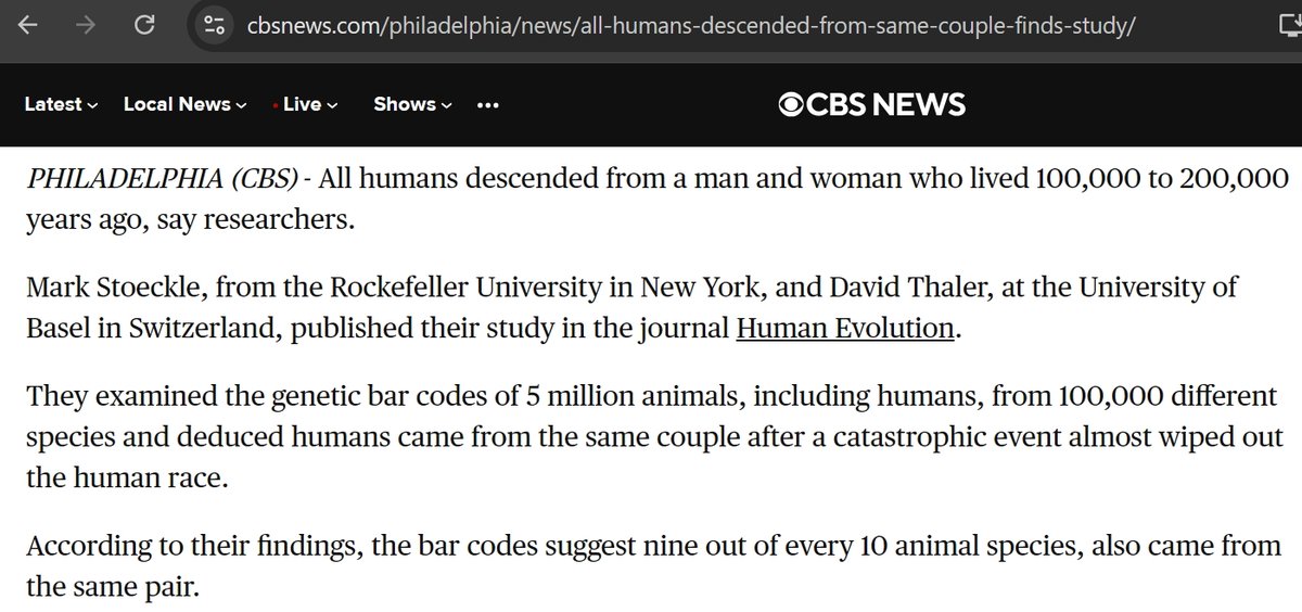 Arastirmacilara gore tum insanlar yaklasik 100 veya 200bin yil once yasamis olan bir erkek ve bir kadindan turemis.