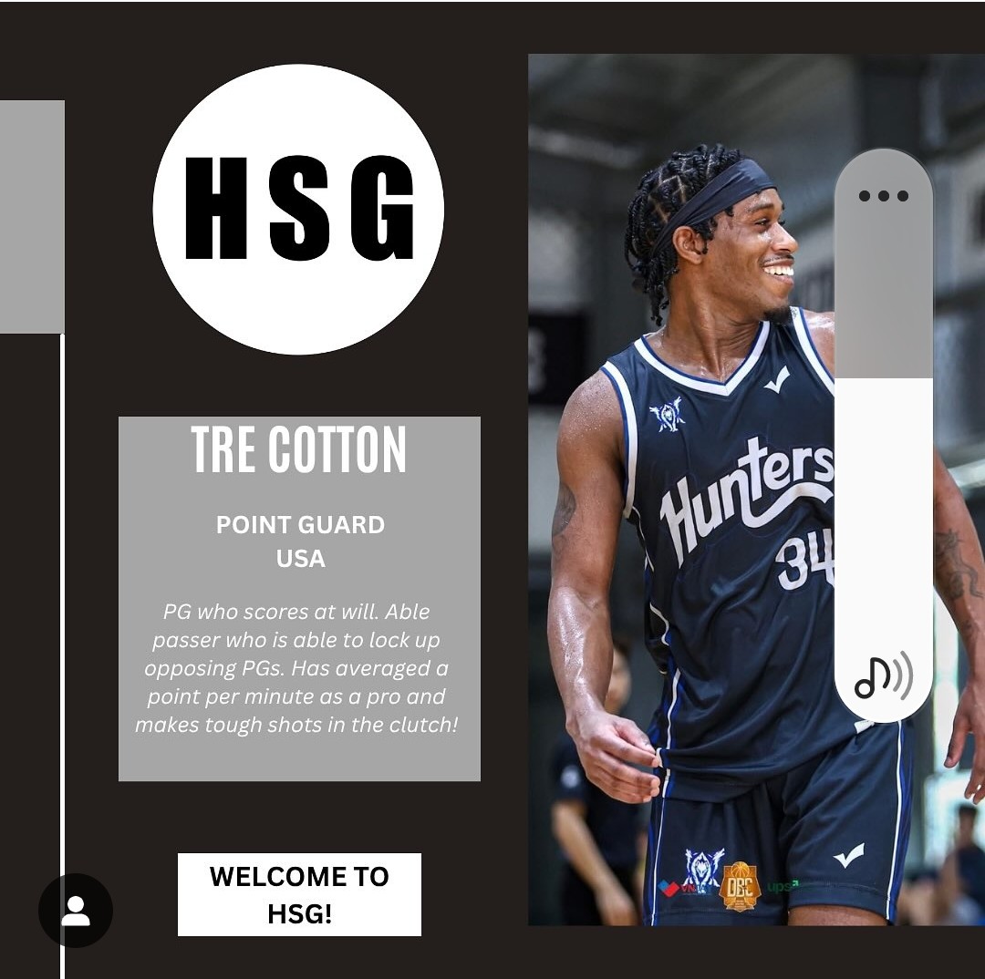 hsgsportstalent's tweet photo. HSg welcomes PG Tre Cotton. Tre is a scoring machine who's averaged a point per minute as a pro. He's a willing passer and locks down opposing guards on D. For availability or business inquiries, please DM @hight_tim https://t.co/K2pSH7KcQl