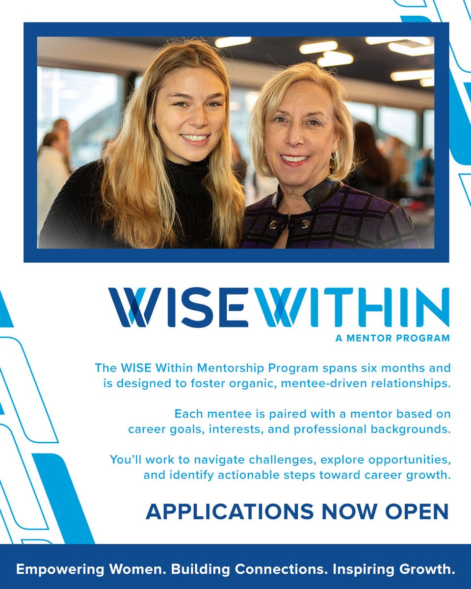 Applications are now open for the WISE Within mentorship program — a guided, supportive experience focused on personal and professional development through meaningful, one-on-one connections with women in the industry. bit.ly/4jQLYfV