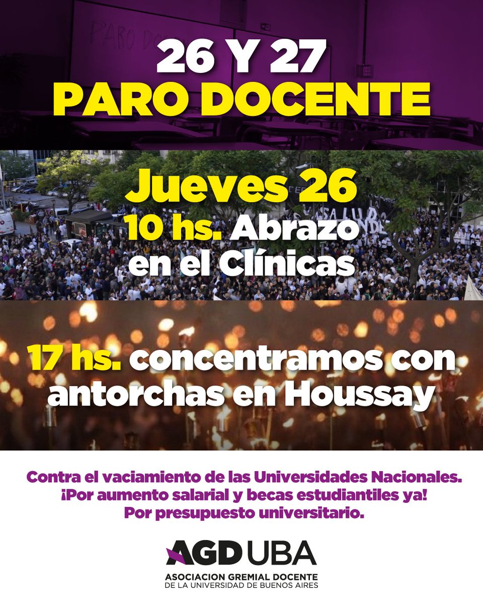 Las universidades públicas están en su peor momento debido al ajuste salvaje de Milei, este jueves 10hs abrazo al hospital de clínicas y a las 17hs marcha de antorchas.
EL PEOR PRESIDENTE DE LA HISTORIA