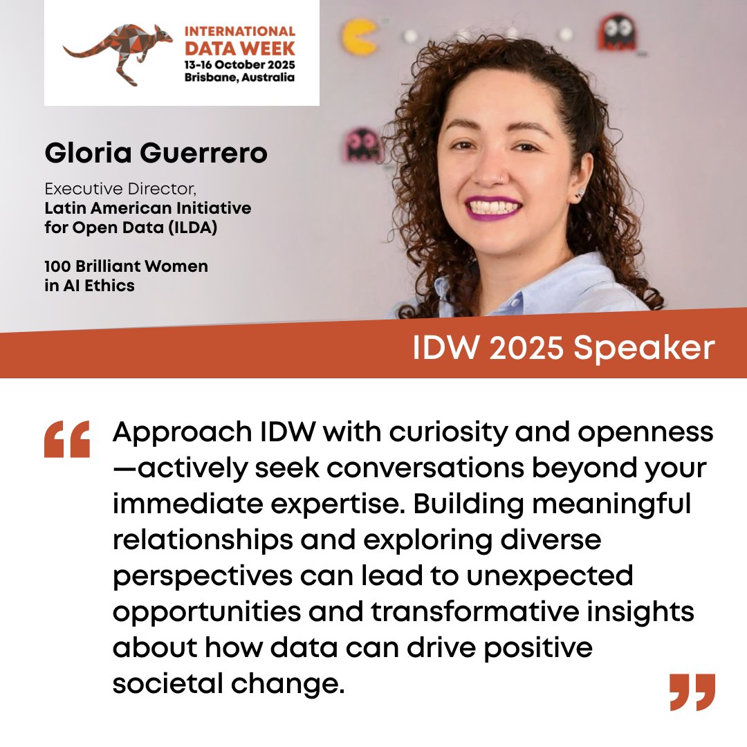 IntDataWeek's tweet image. Meet one of our #IDW2025 keynote speakers Gloria Guerrero
Learn more about Gloria: ow.ly/95f550WbkJe
#DataPositiveChange #SciDataCon25 #RDAPlenary #NCRISimpact
