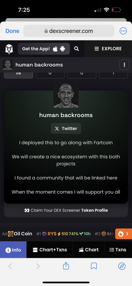 This is a million dollar project!!! Fartcoin dev might be the one that paid dex. 

He must be watching lets send it to millions

#humanrooms 

D3FSBSutRZvm8eiqynddSC93jfusf5dPPu2mxwxcpump

Look at his message for us on dex 👀👀