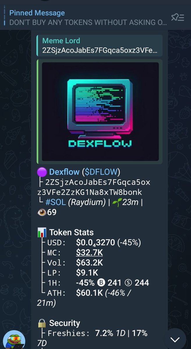 Alphacallzs's tweet photo. $dflow entry CA*
2ZSjzAcoJabEs7FGqca5oxz3VFe2ZzKG1Na8xTW8bonk
#GranHermano #PEEMWASU #memecoin #solana #alphahunter #memecoin1000x #memelordk0 https://t.co/CBhIaLradZ