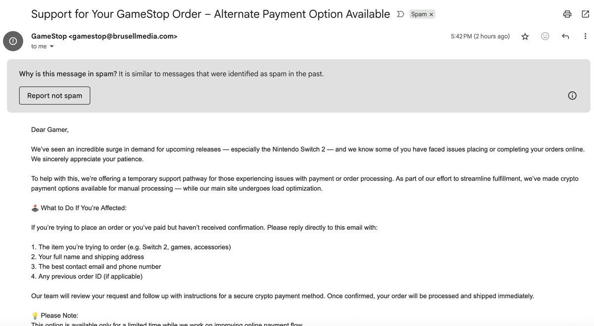 JasonDeFuria's tweet photo. .@gamestop FYI- seems to be a scam. https://t.co/OUmKVnGpeX