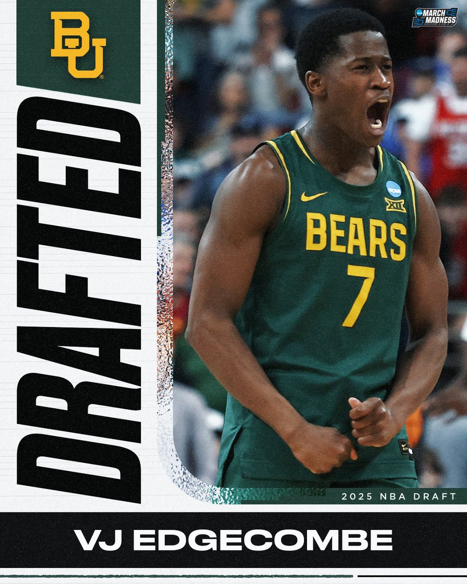 Philly picks up VJ Edgecombe 🔥

The Baylor product goes third in the #NBADraft 🐻