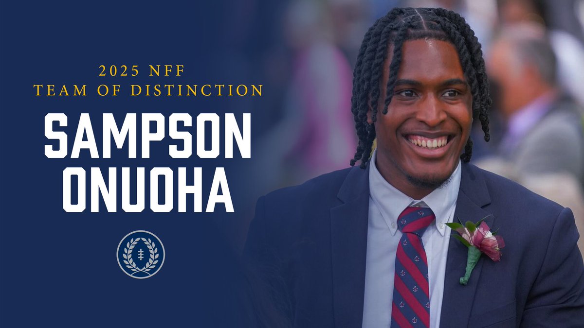 Congrats Sampson Onuoha of Belmont Hill School (MA) — selected for the 2025 NFF Team of Distinction!

With a 4.04 GPA &amp; NHS honors, Sampson was a Boston Herald All-Scholastic, two-time All-ISL &amp; NEPSAC pick, and the No. 2 recruit in Massachusetts!

More👇 footballfoundation.org/news/2025/6/25…