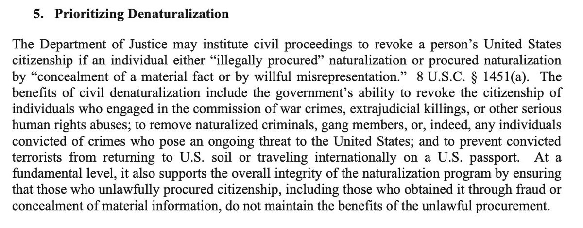 DID YOU KNOW: The Trump DOJ on June 11, 2025 instructed its Civil Division to prioritize "denaturalization of naturalized U.S. citizens"

Full memo linked below