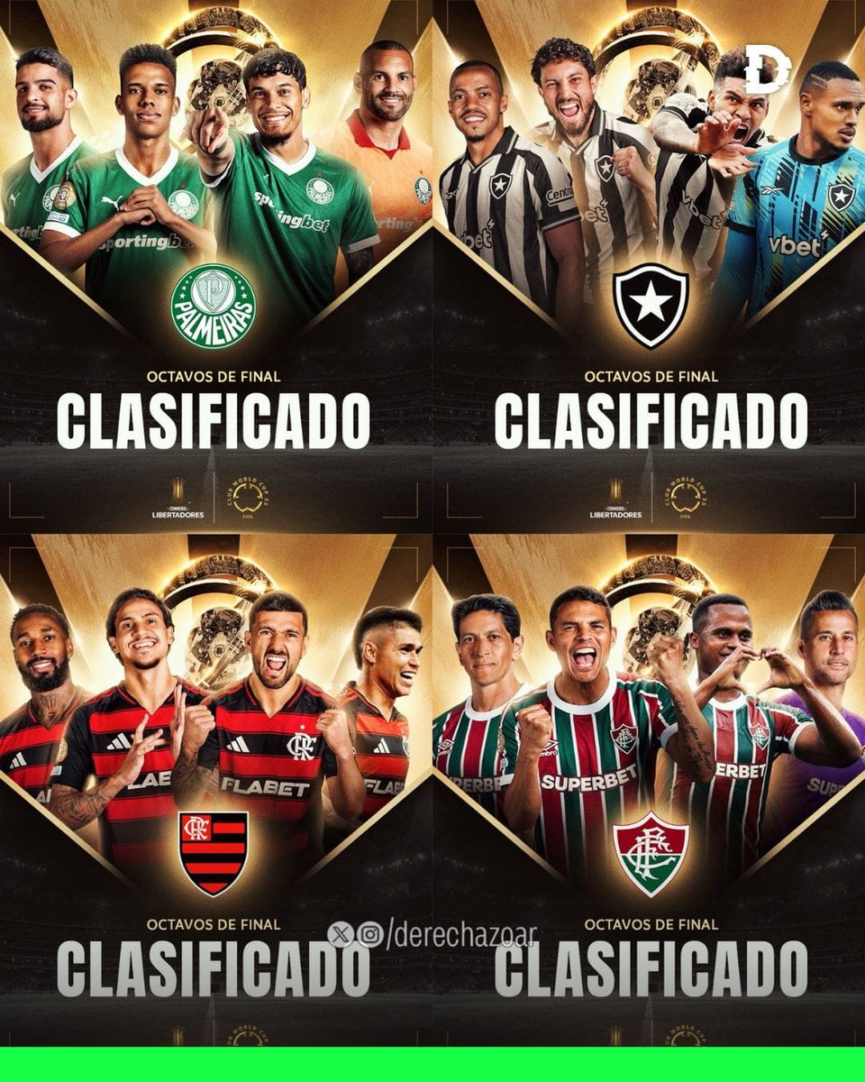 🇧🇷 EL FÚTBOL BRASILEÑO SIGUE DOMANDO: Todos los equipos de Brasil clasificaron a octavos de final del Mundial de Clubes.

👏 Ventajas de tener un torneo competitivo de 20 equipos.