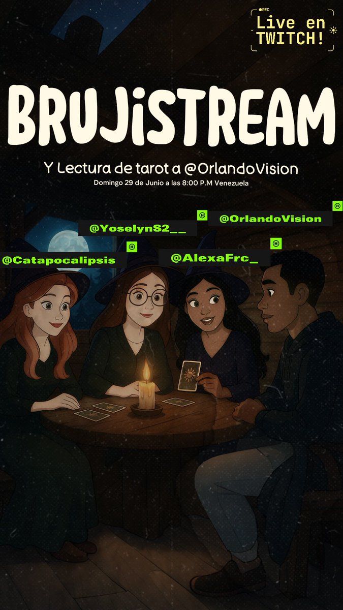 El domingo volvemos con los brujis! Y estaremos de invitadas en el stream de <a href="/orlavision/">OrlandoVision</a> <a href="/YoselynS2_/">𝒴𝑜𝓈𝑒𝓁𝓎𝓃☽❍☾</a> <a href="/AlexaFrc_/">Alexa Franco</a>
