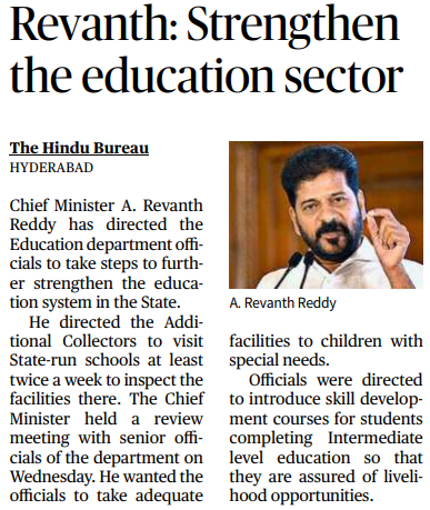 revanthannanews's tweet image. Big boost for Telangana&apos;s education. CM @revanth_anumula directs IAS officers to inspect schools weekly, pushes for solar kitchens &amp;amp; new classrooms, and ensures every Class 10 student joins Intermediate with skill training for a brighter future. #EducationReforms…