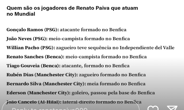 pouca coisa o currículo de formador de jogadores do nosso técnico