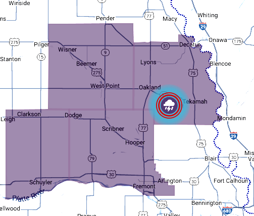 Jasamsdestiny's tweet photo. Flash Flood Warning in effect for 
#Colfax, #Cuming, #Dodge, &amp; #Burt Counties for the next 3 hrs.   [warning is until 10pm]

Map of the counties under the warning
#Nebraska #newx #flashflooding https://t.co/Q5HbGSCAsj