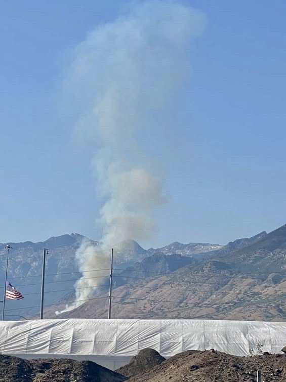 HotshotWake's tweet photo. New Start, The Hub City Fire. The fire is located above Cedar Hills, Utah in Utah county. Resources responding and on scene. Sized up at 1 acre with homes within 100 feet of the fire. 

Thanks to the subscriber who shared this view of the fire. 
#utfire #hubcityfire https://t.co/WOhN4AMPMf