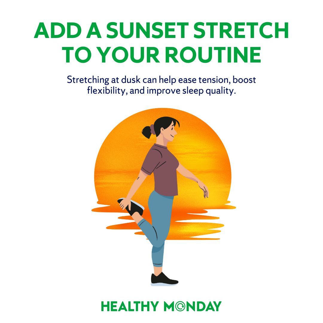 Feeling tight, tense, or just done with the day? Just 10–15 minutes of #Stretching a couple times a week can #EaseStress and boost mobility. You can do these standing stretches on a walk, in your backyard, or anywhere you catch a quiet sunset. 🌞 healthymonday.com/physical-activ…