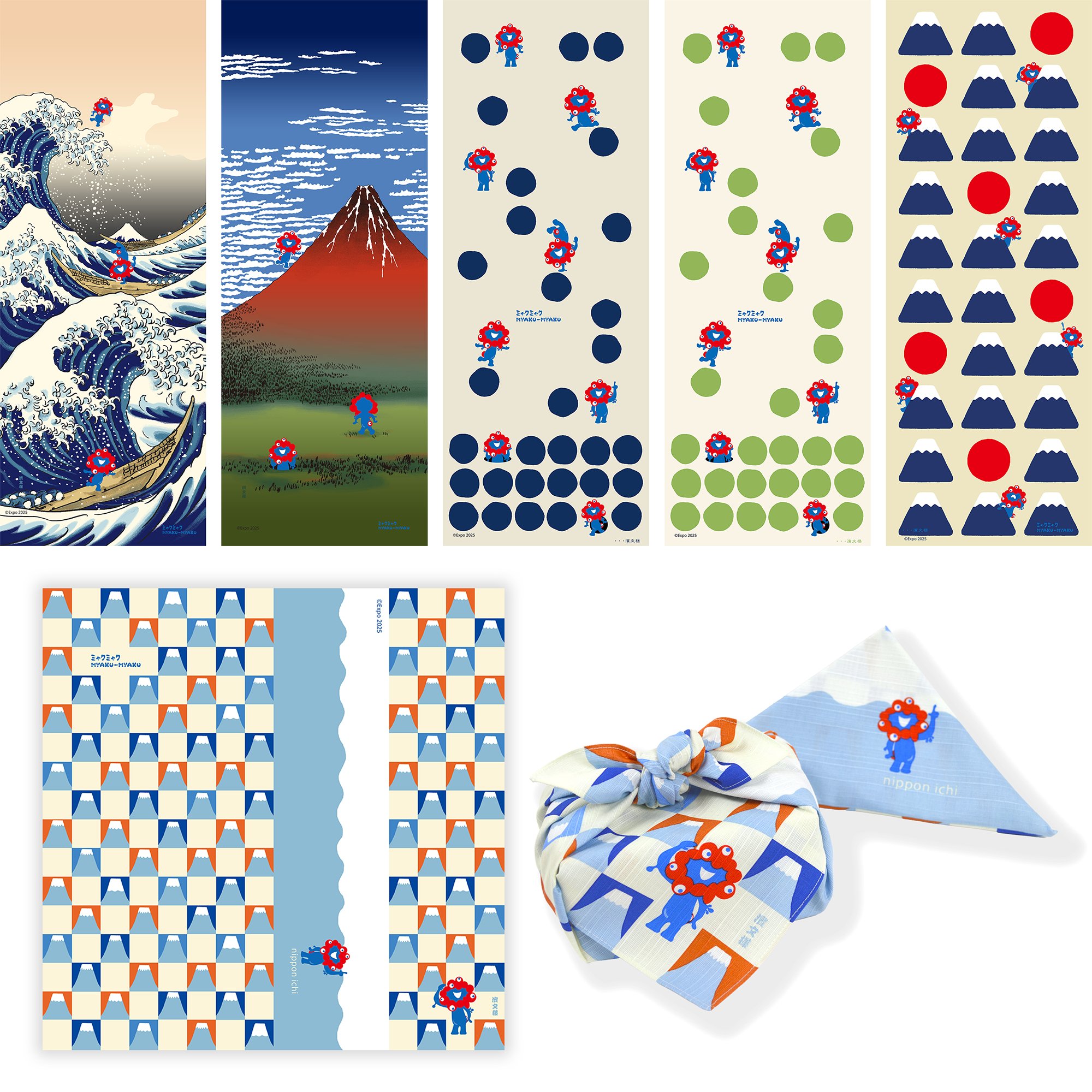 絵てぬぐい 北斎 ミャクミャクと赤富士 2025大阪・関西万博 【新品