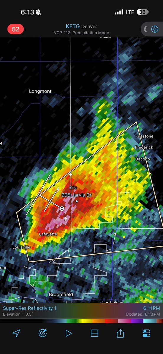 Greg Moore (@gmoore34) on Twitter photo 1.2” of rain and back building over Erie. 2”/hr rain rate currently. Small hail mixed in. <a href="/NWSBoulder/">NWS Boulder</a> <a href="/weather5280/">Weather5280</a> #cowx 1.2” of rain and back building over Erie. 2”/hr rain rate currently. Small hail mixed in. <a href="/NWSBoulder/">NWS Boulder</a> <a href="/weather5280/">Weather5280</a> #cowx