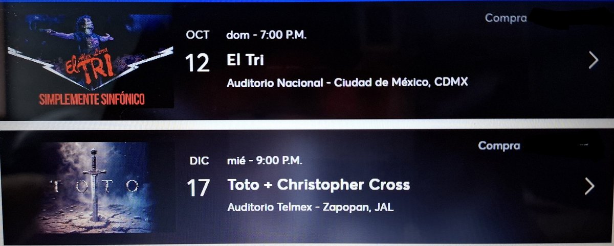 ¡QUE CIERRE DE AÑO! 👏🏻😭🥳🎸
 - 12 DE OCTUBRE: CONCIERTO SINFÓNICO POR EL ANIVERSARIO NÚMERO 57 DEL THREE SOULS IN MY MIND EN MI AMADA CIUDAD DE MÉXICO. 🎸🏙
 - 17 DE DICIEMBRE: CONCIERTO DE TOTO JUNTO A CHRISTOPHER CROSS EN ZAPOPAN. 👌
 ¡GRACIAS POR TANTO, VIDA! 🎉🎊🤩 🥃