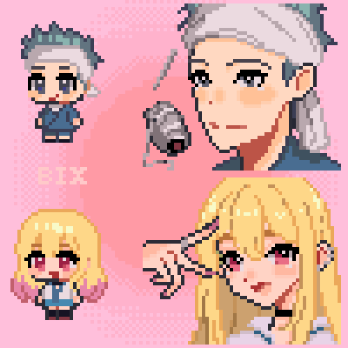 Bixxx0_0's tweet photo. Me tomo tiempo, pero al fin lo termine, que tal? #MyDressUpDarling #anime #pixelart #dibujodigital #artistaargentina #commissionsopen #chibiart #opencommissions #dibujo #artedigital #personajes #chibi #pixelanime #pixelsprite #pixel #pixelartaesthetic #pixelartist https://t.co/6hZ6SU89Mv