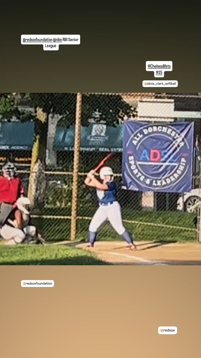 Olivia Clark 2028 (@oliviaclark2028) on Twitter photo <a href="/RedSoxFund/">Red Sox Foundation</a> <a href="/Nike/">Nike</a> RBI Senior League
#15 #ChelseaMets
<a href="/RedSox/">Red Sox</a> <a href="/ExtraInningSB/">EXTRA INNING SOFTBALL</a> <a href="/LineDsoftball/">Line Drive Media</a> <a href="/TopPreps/">College Coaches / Scouts / College Recruiters</a> <a href="/SunilSportsNews/">Sports News By Sunil Sunder Raj</a> <a href="/MaxPreps/">MaxPreps</a> <a href="/SBRRetweets/">Softball Recruiting Reposts</a> <a href="/Sports_Recruits/">SportsRecruits</a> <a href="/CoastRecruitsSB/">Coast Recruits 🥎</a> <a href="/CoastRecruits/">Coast 2 Coast Recruits</a> <a href="/DirectRecruits/">Direct Recruits</a> <a href="/5_recruiting/">5-STAR ATHLETIC RECRUITING</a> <a href="/EliteRecruits_/">Elite Recruits</a> <a href="/gobigrecruiting/">Go Big Recruiting</a> <a href="/RecruitCentex/">NSR Austin / Central Texas</a> <a href="/nsrnow/">NSR</a> <a href="/RedSoxFund/">Red Sox Foundation</a> <a href="/Nike/">Nike</a> RBI Senior League
#15 #ChelseaMets
<a href="/RedSox/">Red Sox</a> <a href="/ExtraInningSB/">EXTRA INNING SOFTBALL</a> <a href="/LineDsoftball/">Line Drive Media</a> <a href="/TopPreps/">College Coaches / Scouts / College Recruiters</a> <a href="/SunilSportsNews/">Sports News By Sunil Sunder Raj</a> <a href="/MaxPreps/">MaxPreps</a> <a href="/SBRRetweets/">Softball Recruiting Reposts</a> <a href="/Sports_Recruits/">SportsRecruits</a> <a href="/CoastRecruitsSB/">Coast Recruits 🥎</a> <a href="/CoastRecruits/">Coast 2 Coast Recruits</a> <a href="/DirectRecruits/">Direct Recruits</a> <a href="/5_recruiting/">5-STAR ATHLETIC RECRUITING</a> <a href="/EliteRecruits_/">Elite Recruits</a> <a href="/gobigrecruiting/">Go Big Recruiting</a> <a href="/RecruitCentex/">NSR Austin / Central Texas</a> <a href="/nsrnow/">NSR</a>