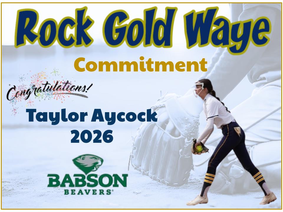 Rock Gold Waye Softball (@rockgoldwaye) on Twitter photo Congratulations to Rock Gold Waye player, Taylor Aycock - 2026, for her commitment to attend and play softball for Babson College. <a href="/BabsonAthletics/">Babson Athletics</a> Congratulations to Rock Gold Waye player, Taylor Aycock - 2026, for her commitment to attend and play softball for Babson College. <a href="/BabsonAthletics/">Babson Athletics</a>