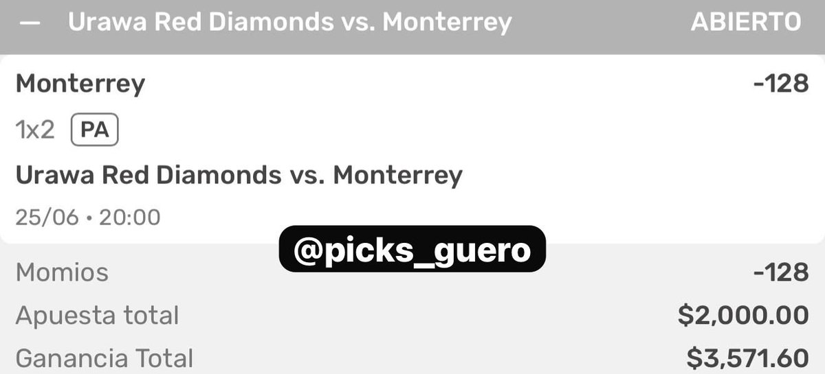 🚨 PICK DEL GÜERO 🚨

#Monterrey: 1x2 (-128) ⚽️

A DARLE! 👊🏼 #GueroPicks 💰 #FIFACWC #FREEPICK