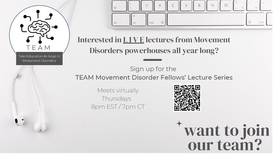 KatiePMooreMD's tweet image. 🚨💻Attn Movement Disorders Fellows: We are so excited to start the 2024-2025 Lecture Series - our 6th year! Our weekly emails include suggested reading and self-assessment quizzes. Sign up today to join us: mailchi.mp/e94a6a9a7eb0/t…
