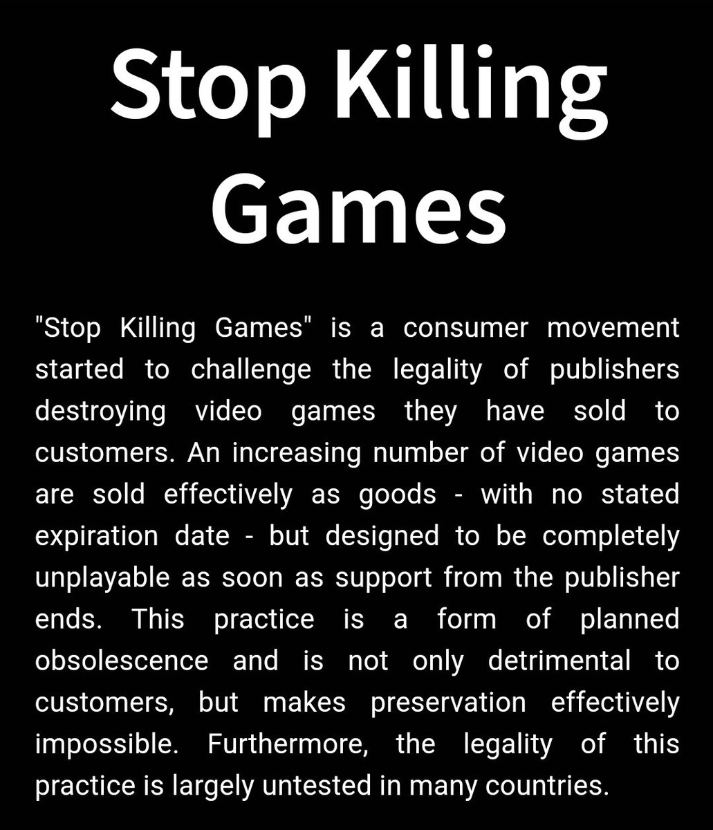Knoebelbroet's tweet image. There is a petition going on the EU which against publisher delisting or shutting down games user bought.

You can sign the petition, if you’re from the EU or UK 
stopkillinggames.com