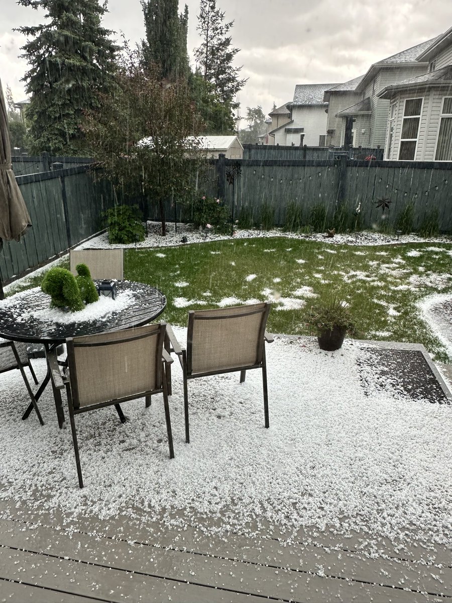 A wee bit of hail in SW Edmonton around 4 pm.  #yegwx #abwx #ShareYourWeather #abstorm #yeg