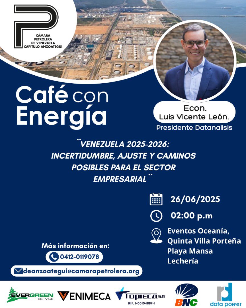 Feliz de estar ya en Lechería para atender una agenda súper interesante con empresarios y gremios cuyo evento central es el Café con Energía de la Cámara Petrolera de Anzoátegui. 
Nos vemos ahí.