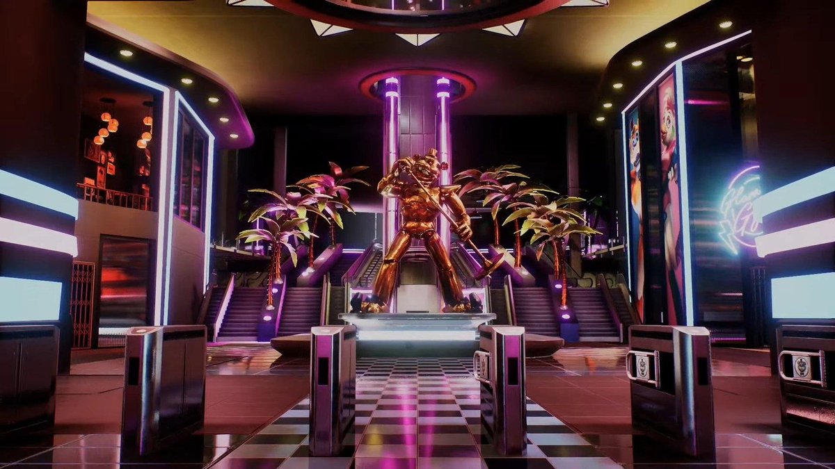 Welcome to fazclair's megaplex. All you need is here in under one roof. 
Food, entertainment and shopping. 
Don't forget all the animatronics are her to assist. Just dont say after closing."

Multi muse fapnaf, all models made by cryptia