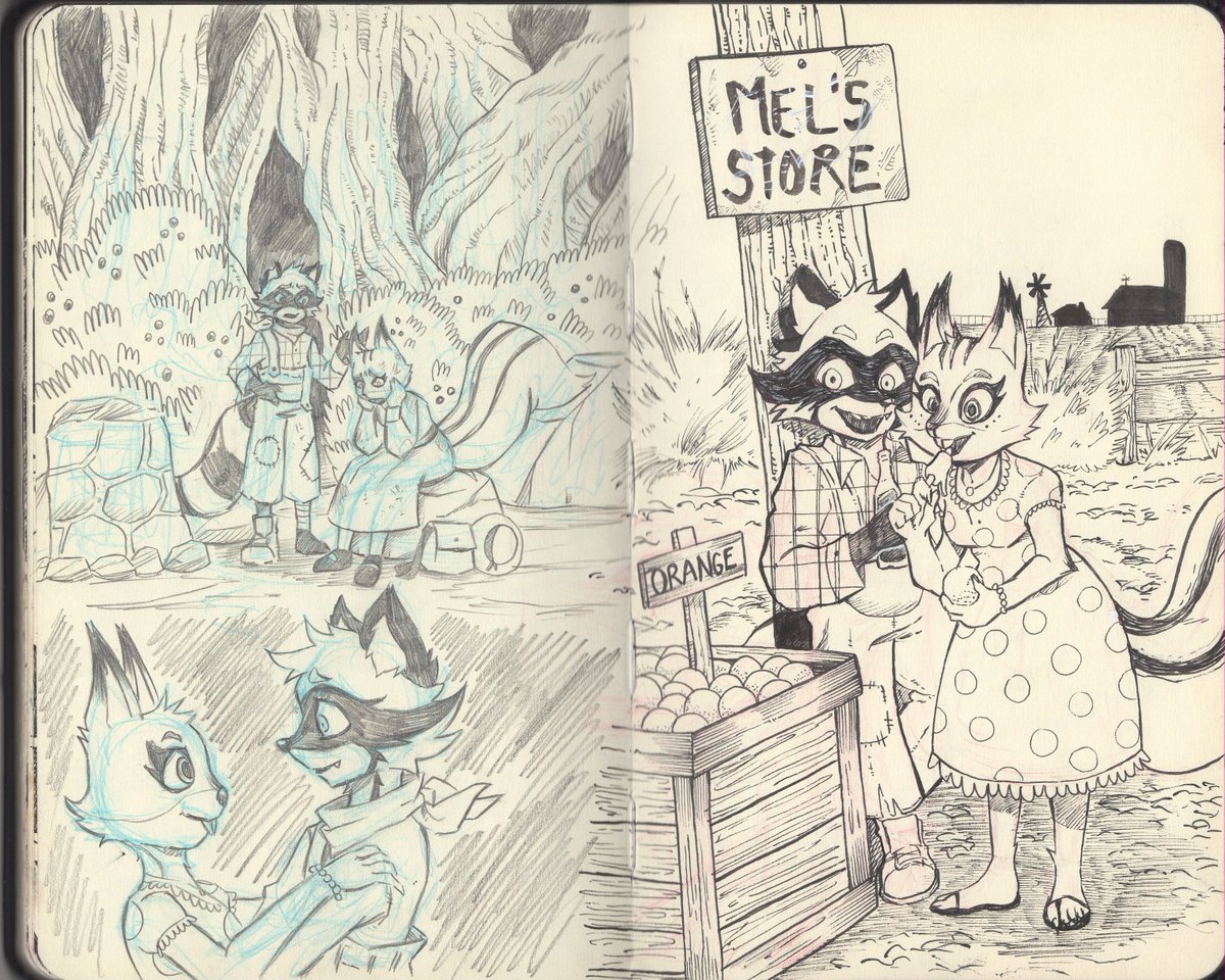 NECROSART98's tweet image. More character art and exploration: Elias, Marjane, Viktor, and Rosie.
I really like how they look in ink.
#sketch #ink #sketchbook #furry #furryartist #furryart #characterart #animation #raccoon #furryfandom #conceptart #art