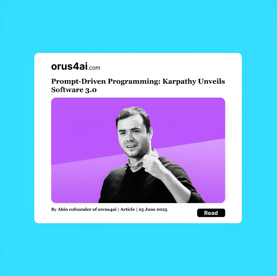Abin_1729's tweet photo. Andrej Karpathy's Vision of Software 3.0 at YC Al Startup School

[Key points are available at the last section of the page.] 
READ: https://t.co/HlywlGuHcl

#Al #andrejkarpathy #ycaistartupschool #career #softwareengineering #PromptEngineering https://t.co/7zXMbQ3rMb