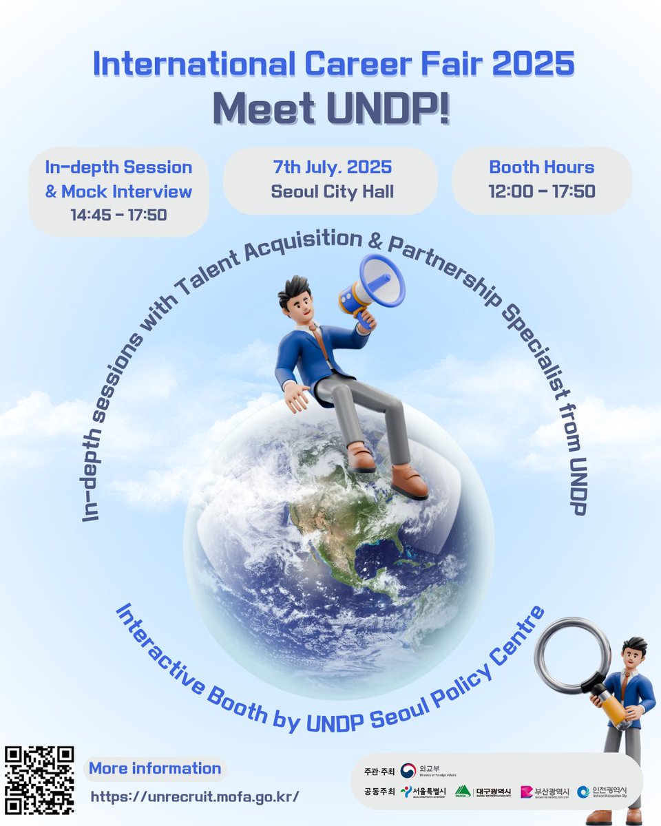 Meet <a href="/UNDP/">UN Development</a> ’s Talent Acquisition and Partnership Specialist, Jean-Luc Marcelin from UNDP and connect with the <a href="/UNDPSPC/">UNDP Seoul Policy Centre</a> team at the 2025 International Career Fair in Seoul 🇰🇷! 
📍Visit our booth to learn more about our work and ask your questions directly.
#UNCareers #UNJobs