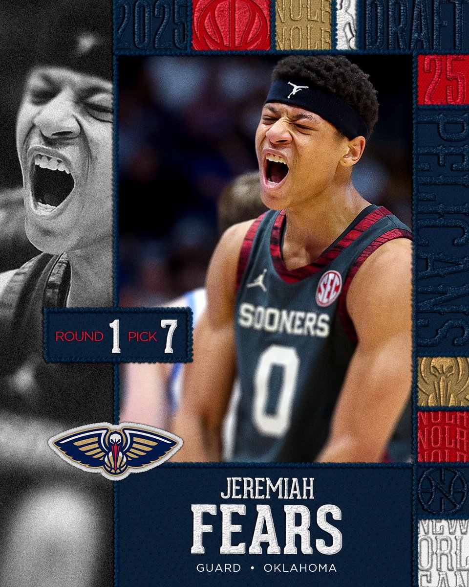 New Orleans Pelicans (@pelicansnba) on Twitter photo With the 7th pick in the NBA Draft, the #Pelicans select Jeremiah Fears from <a href="/OU_MBBall/">Oklahoma Basketball</a> πͺ
#PelicansDraft | <a href="/NewAgeProducts/">NewAge Products | Garages. Outdoor Kitchens.</a> With the 7th pick in the NBA Draft, the #Pelicans select Jeremiah Fears from <a href="/OU_MBBall/">Oklahoma Basketball</a> πͺ
#PelicansDraft | <a href="/NewAgeProducts/">NewAge Products | Garages. Outdoor Kitchens.</a>