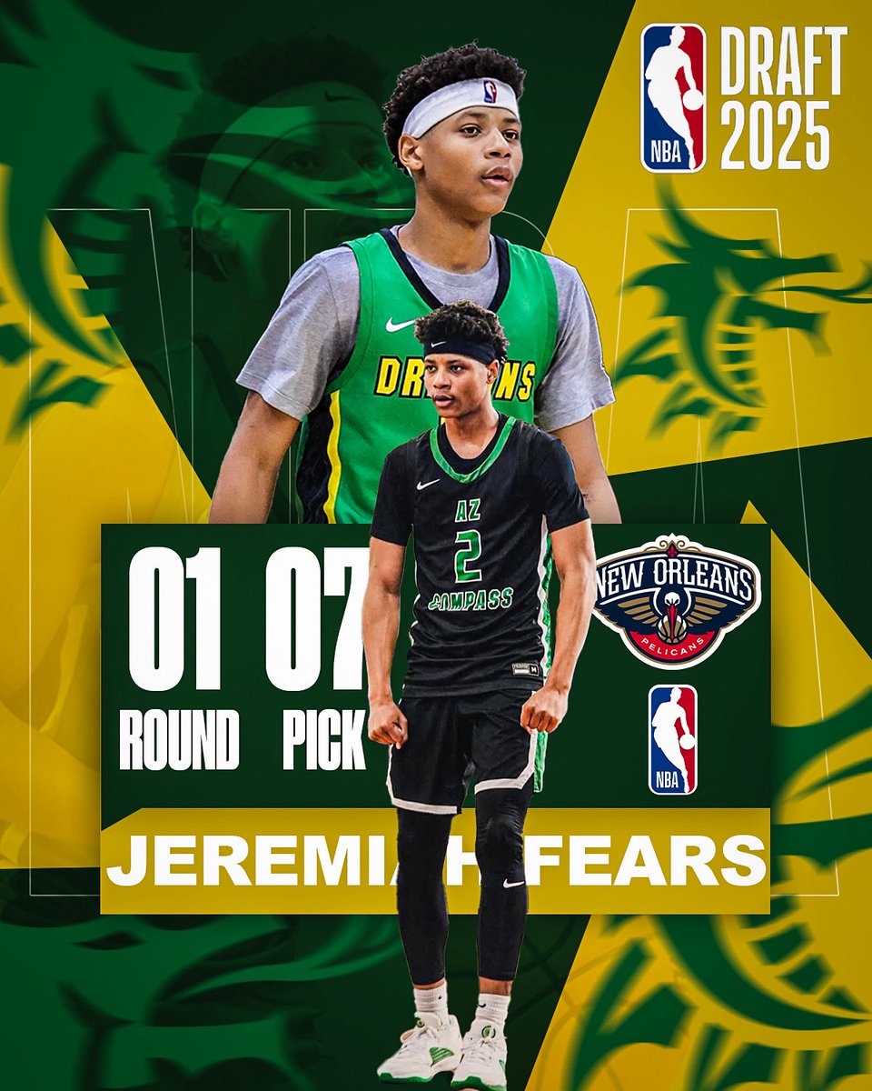With the 7th pick of the 2025 NBA Draft, the New Orleans Pelicans select Jeremiah Fears!

So excited for Jeremiah on his NBA journey and we’re grateful to be a small part of the process! 🐉💚 <a href="/jeremiahfears2/">Jeremiah Fears</a>