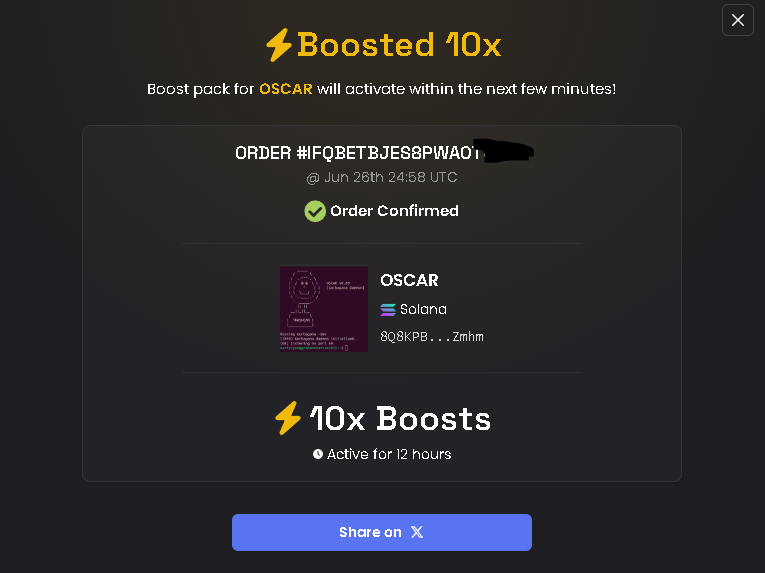 The_DexVault's tweet photo. New Campaign Completion Record: 3 Minutes!

Congrats to $OSCAR – you just made history.

10X Boost Up Activated!

Let’s go!

$Vault X #DexVault https://t.co/sx5YZGPdKh
