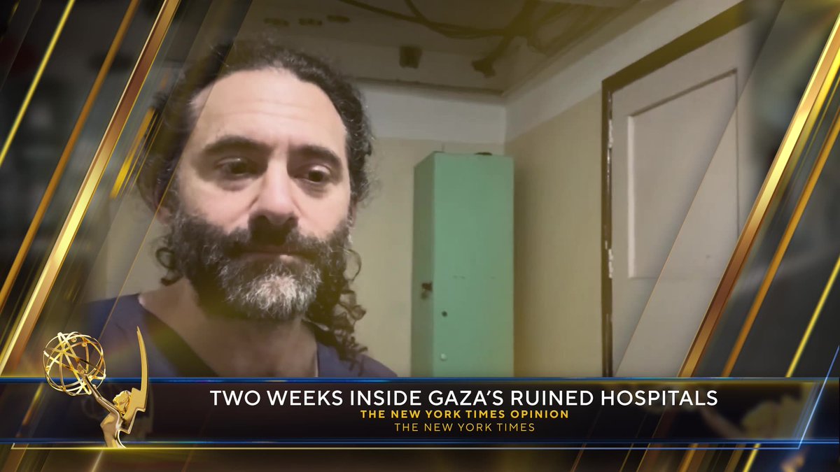 The #NewsEmmys Award for Outstanding News Discussion &amp; Analysis – Editorial and Opinion goes to Two Weeks Inside Gaza’s Ruined Hospitals | The New York Times Opinion (<a href="/nytimes/">The New York Times</a>).