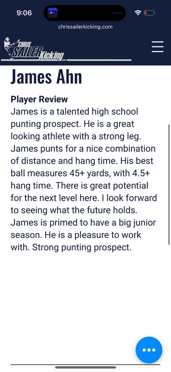 James Ahn (@jamesahn2027) on Twitter photo Blessed to be ranked 4.5 ⭐️ and be ranked as #14 in the 🇺🇸. Still got a lot of work to do.
<a href="/MarkMueller89/">Coach Mark Mueller</a>
<a href="/CoachAlexKaiser/">Alex Kaiser Sr.</a>
<a href="/ResetKicking/">Reset Kicking</a> Blessed to be ranked 4.5 ⭐️ and be ranked as #14 in the 🇺🇸. Still got a lot of work to do.
<a href="/MarkMueller89/">Coach Mark Mueller</a>
<a href="/CoachAlexKaiser/">Alex Kaiser Sr.</a>
<a href="/ResetKicking/">Reset Kicking</a>