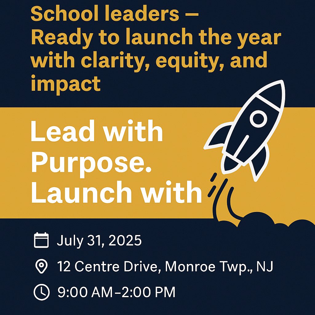 🚀 School leaders — ready to launch the year with clarity &amp; equity?

Join me July 31 for Lead with Purpose. Launch with UDL.
📍12 Centre Drive 
Monroe Twp., NJ | 🕘 9AM–2PM

✅ Walkthrough 👀fors
✅ Coaching 🛠️
✅ Equity-driven planning

🔗 lnkd.in/e2h4fH4v
#UDL #FEANJ