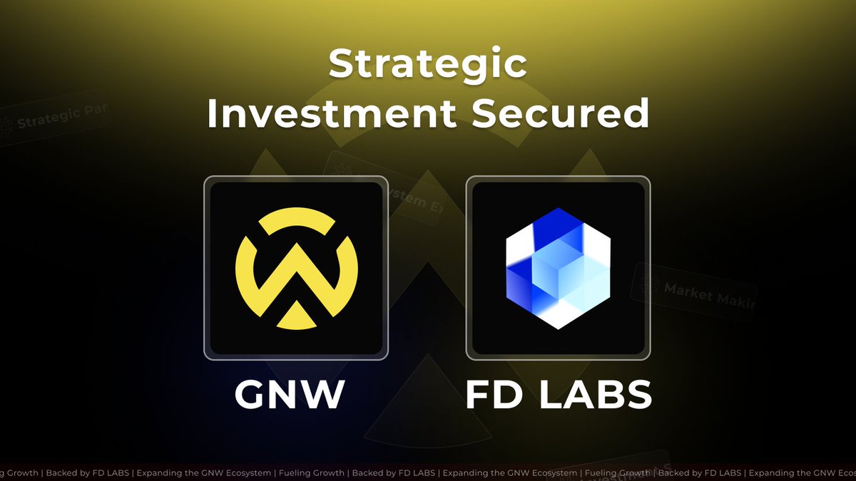 GNWteam's tweet image. 🌟 Big Announcement! 🌟
GNW secures strategic investment from @FD_LABS_X
Funds cover operations, marketing & listing fees, plus pro MM support. This partnership fuels GNW's long-term growth & ecosystem expansion.
More: fdlabs.finance
#GNW #FDLABS #Web3