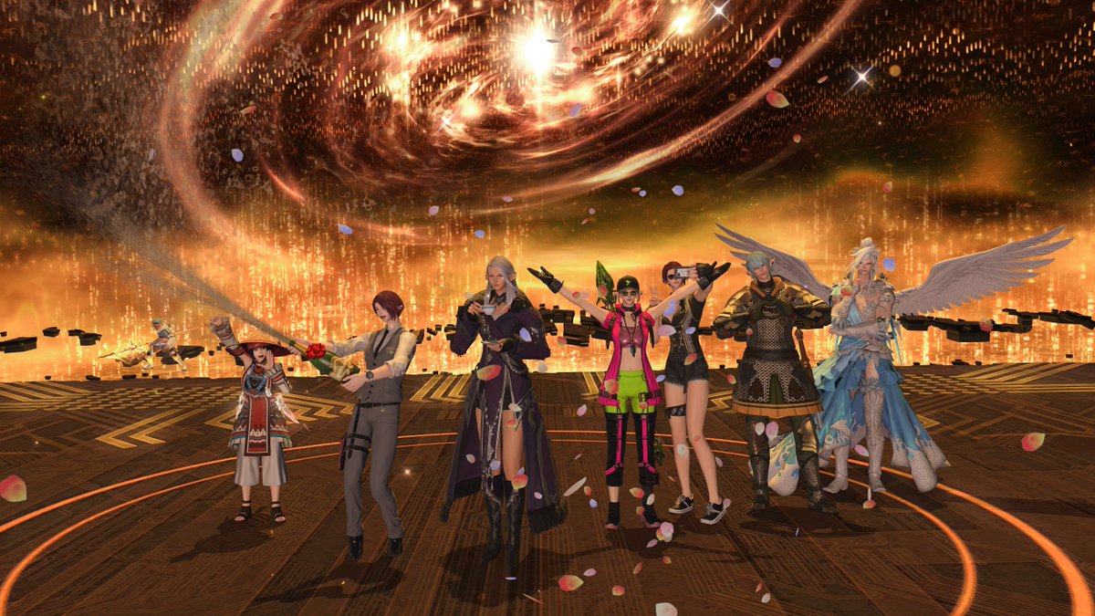 Arte_FFXIV's tweet photo. Cleared Dawntrail 7.0 last week! On to 7.1 and 7.2. Thanks everyone for your help. Tho I think someone's missing from the pic hmm https://t.co/aqJS3guG8x