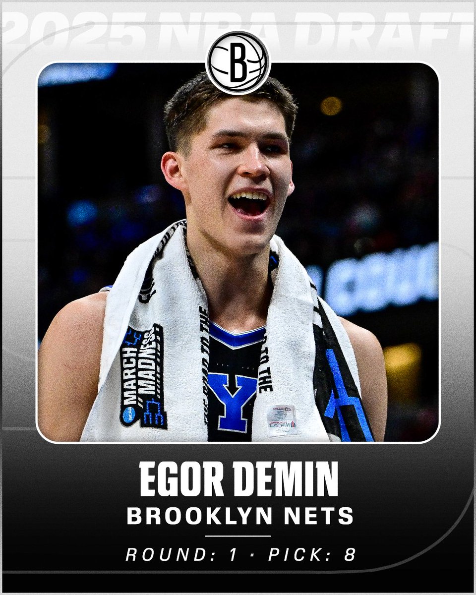 espn's tweet photo. The Brooklyn Nets are going with Egor Demin with the 8th pick 🏀 https://t.co/0PIx0uinv0