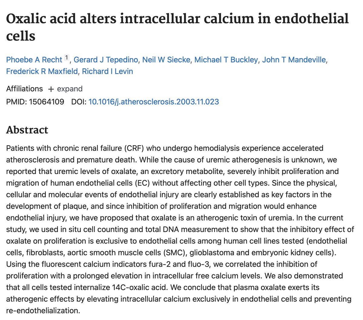 Oxalate turns up just about everywhere in the body - and new research links it to atherosclerotic plaque. 

You just can't make this stuff up! And I conclude yet again: "when in doubt, blame oxalate".