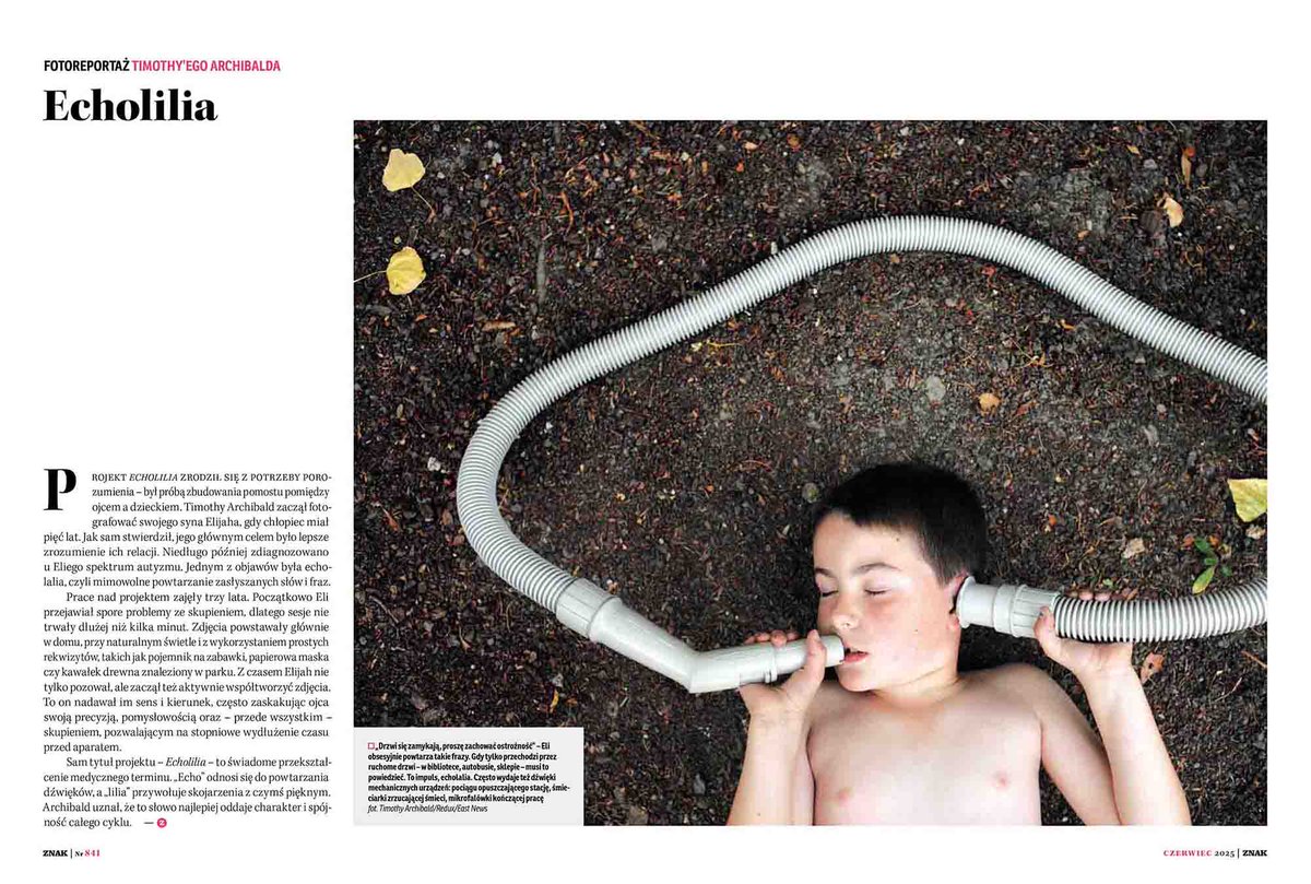 reduxpictures's tweet image. Timothy Archibald’s photo story “ECHOLILIA / Sometimes I Wonder”, collaborative project by the photographer and his son, who is on the Autism spectrum, ran in Poland’s publication Znak - June 2025 (via our East European partner East News)
@timothyarchibal #znak