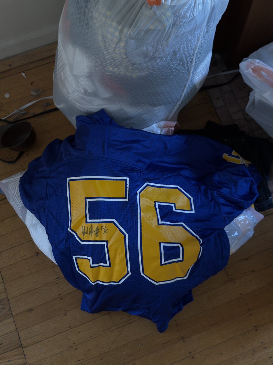 Some lucky kid is going to stumble into Goodwill and get a game worn and signed Jake Wolff middle school scouts football jersey. #Game