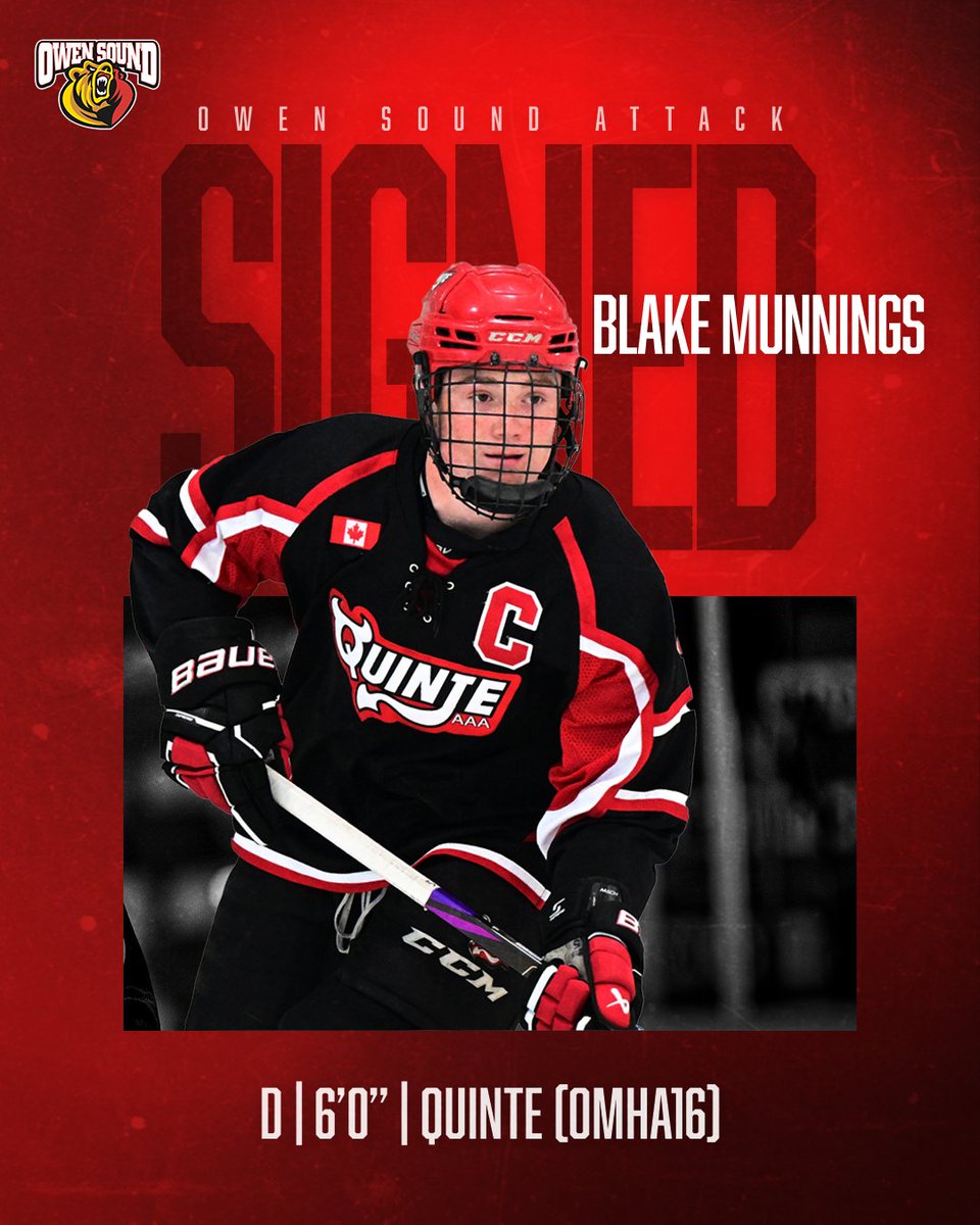 Sealed with Signature🐻🖊

The Owen Sound Attack are proud to announce the signing of defenceman Blake Munnings. #AlwaysAttack