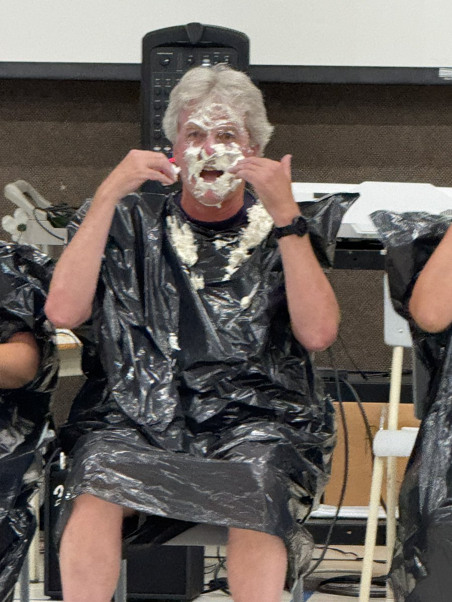 RetiredMPB's tweet image. That look when you know a pie in the face is coming at a school year end event. 😂 🥧 @MPaulBaxterOCSB