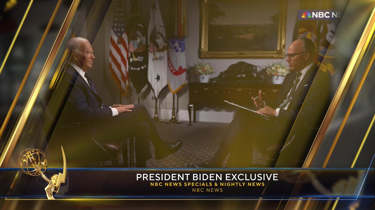 The #NewsEmmys Award for Outstanding Live Interview – Long Form goes to President Biden Exclusive | NBC News Specials &amp; Nightly News (<a href="/NBCNews/">NBC News</a>).